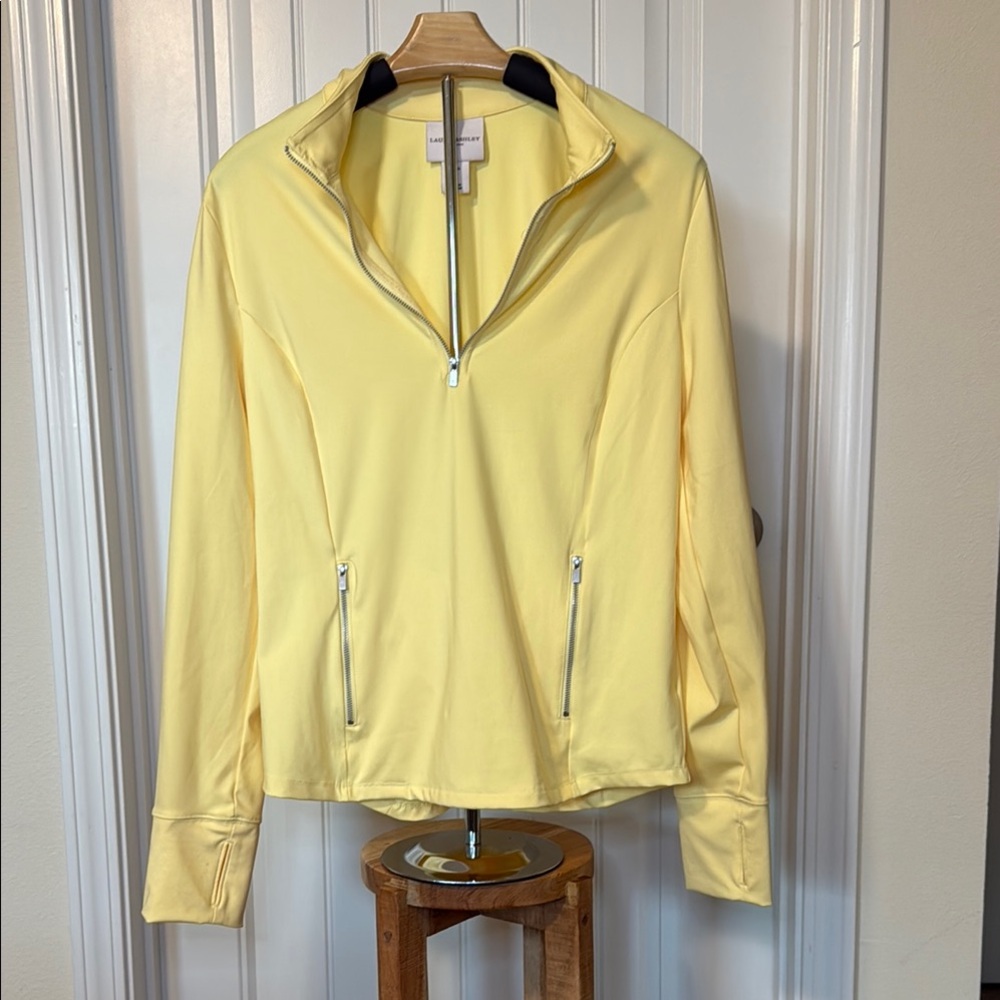 Laura Ashley Yellow Quarter-Zip Jacket | Lightweight Active Pullover | Size L